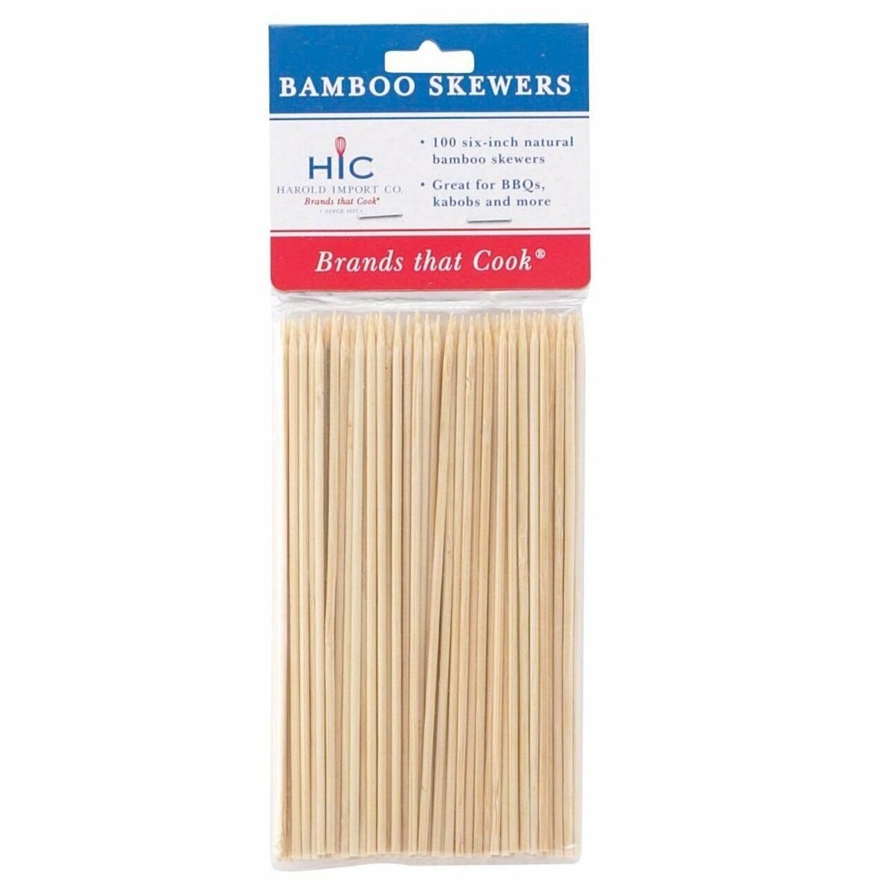 HIC Bamboo Wood Skewers - Barbecue Wooden Shish Kabob Sticks